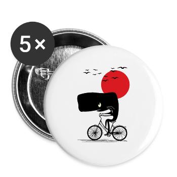 Wal auf Rad - Buttons groß 56 mm (5er Pack) - Weiß - Vorne