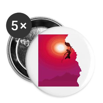 Klettern Bergsteigen Sonnenaufgang Geschenk - Buttons groß 56 mm (5er Pack) - Weiß - Vorne
