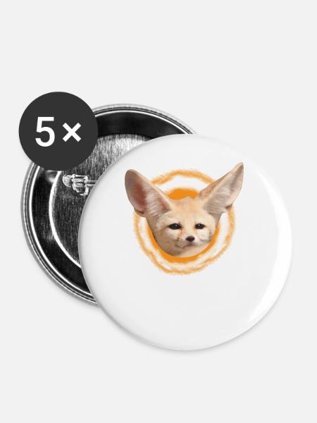 Fennek Wüstenfuchs Fuchs Füchse Geschenk - Buttons groß 56 mm (5er Pack) - Weiß