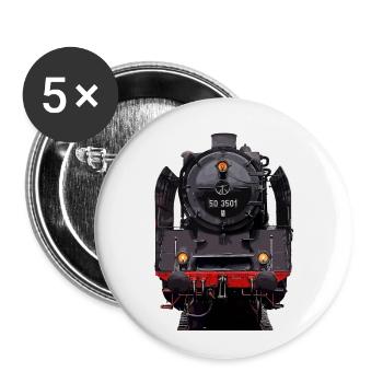 Dampflok 50 3501 - Buttons groß 56 mm (5er Pack) - Weiß - Vorne