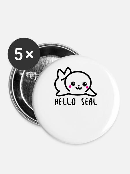 Hello Seal - Buttons groß 56 mm (5er Pack) - Weiß