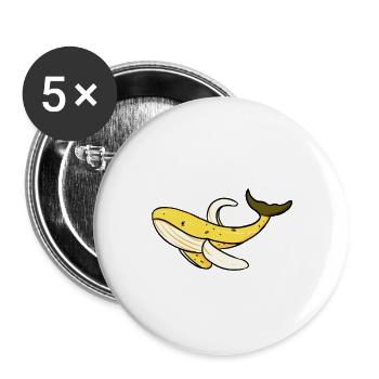 Cadeau Banana Whale Banana - Lot de 5 grands badges (56 mm) - blanc - Devant