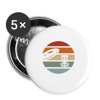 Disc Golf Disc-Golf Frisbee Retro Vintage Outfit - Buttons groß 56 mm (5er Pack) - Weiß - Vorne