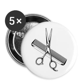 scissors comb stylist icon - Buttons large 2.2''/56 mm (5-pack) - white - Front