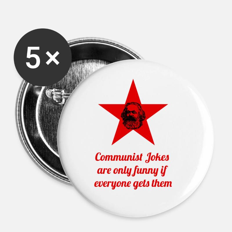 Communist joke gift - Buttons large 2.2''/56 mm (5-pack) - white