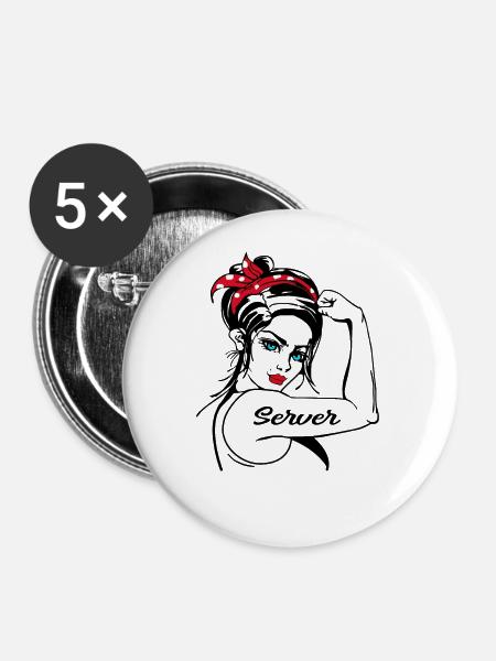 Server Rosie The Riveter - Buttons groß 56 mm (5er Pack) - Weiß