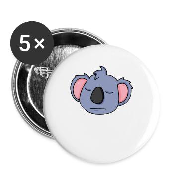 Tête de Koala - Lot de 5 grands badges (56 mm) - blanc - Devant