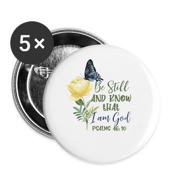 Christian Bible Verse Flower Butterfly - Buttons large 2.2''/56 mm (5-pack) - white - Front