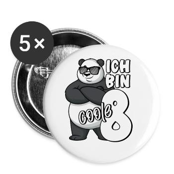 8. Geburtstag Junge 8 Jahre Panda Ich bin coole 8 - Buttons groß 56 mm (5er Pack) - Weiß - Vorne