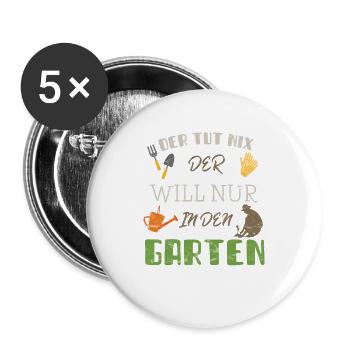 Gärtner - Buttons groß 56 mm (5er Pack) - Weiß - Vorne