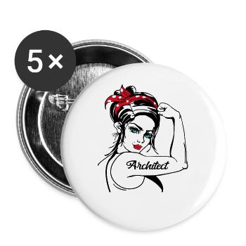 Architect Rosie The Riveter Pin Up - Buttons groß 56 mm (5er Pack) - Weiß - Vorne