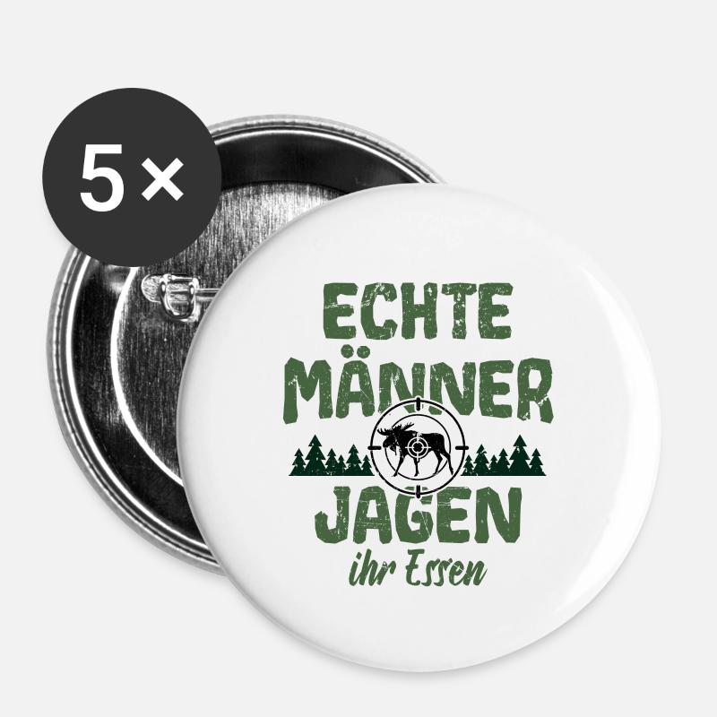 Jäger Jäger Jagd - Buttons groß 56 mm (5er Pack) - Weiß
