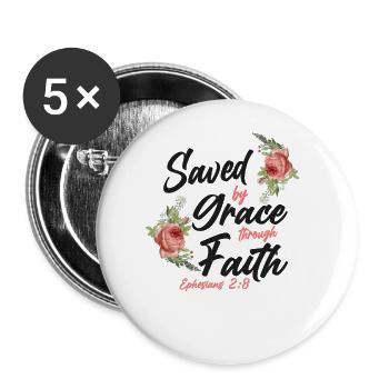 Christian Bible Verse Quote Rose - Buttons groß 56 mm (5er Pack) - Weiß - Vorne