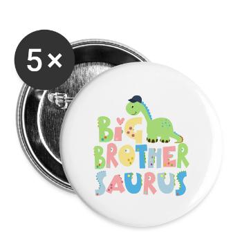 Promoted to big brother Saurus Dinosaur - Buttons large 2.2''/56 mm (5-pack) - white - Front