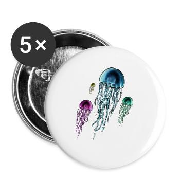 Qualle - Buttons groß 56 mm (5er Pack) - Weiß - Vorne