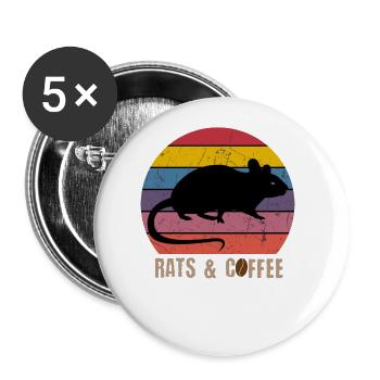 Rats & Coffee - Buttons groß 56 mm (5er Pack) - Weiß - Vorne