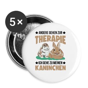 Kaninchen Therapie Häschen Hase Kaninchen - Buttons groß 56 mm (5er Pack) - Weiß - Vorne