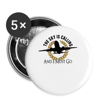 Pilot Airplane Powered Flyer Saying Hobby Pilot - Buttons large 2.2''/56 mm (5-pack) - white - Front