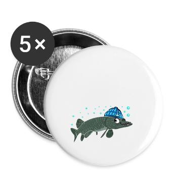 Anglergeschenk zum 60 Geburtstag 60 Ehrentag - Buttons groß 56 mm (5er Pack) - Weiß - Vorne