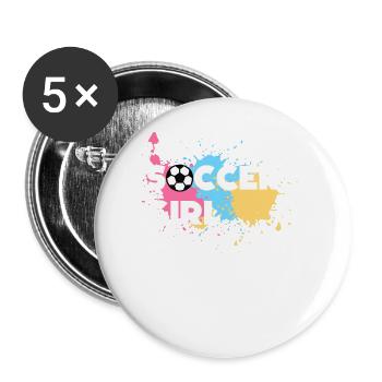 Soccer Girls - Buttons large 2.2''/56 mm (5-pack) - white - Front