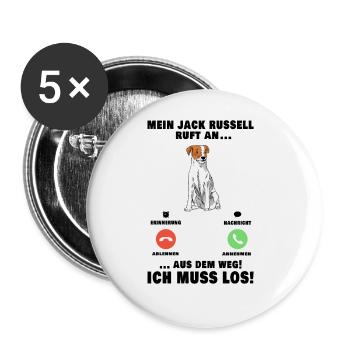 Mein Jack Russell Terrier ruft an - Buttons groß 56 mm (5er Pack) - Weiß - Vorne