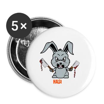 Halloween 2021 Monster verrückter Hase Sarkasmus - Buttons groß 56 mm (5er Pack) - Weiß - Vorne