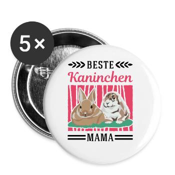 Beste Kaninchen Mama Häschen Hase Kaninchen - Buttons groß 56 mm (5er Pack) - Weiß - Vorne