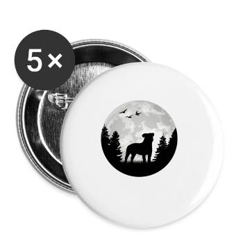 Jack Russell Terrier Mond - Buttons groß 56 mm (5er Pack) - Weiß - Vorne