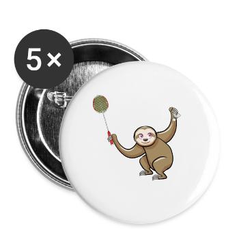 Lustiger Pickleball Badminton Federball - Buttons groß 56 mm (5er Pack) - Weiß - Vorne