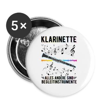 Klarinette Alles andere sind Begleitinstrumente - Buttons groß 56 mm (5er Pack) - Weiß - Vorne