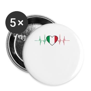 Italienisch Italien Flagge Italia - Buttons groß 56 mm (5er Pack) - Weiß - Vorne