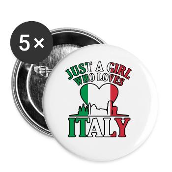 Italienisch Italien Flagge Italia - Buttons groß 56 mm (5er Pack) - Weiß - Vorne