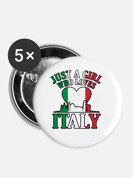 Italian Italy Flag Italia - Buttons large 2.2''/56 mm (5-pack) - white