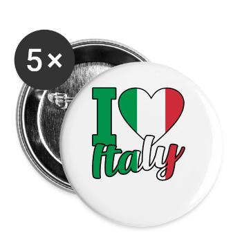 Italienisch Italien Flagge Italia - Buttons groß 56 mm (5er Pack) - Weiß - Vorne