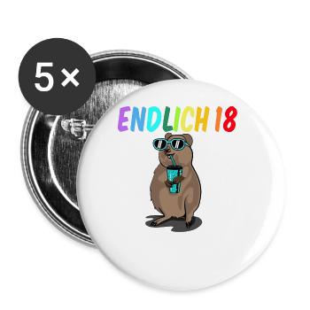 18 Geburtstag Fun Geschenk lustig 18. Ehrentag - Buttons groß 56 mm (5er Pack) - Weiß - Vorne