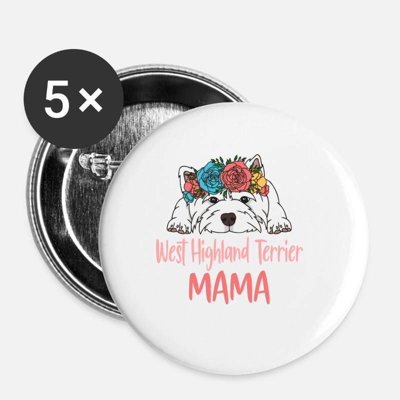 WEST HIGHLAND TERRIER MAMA - Buttons large 2.2''/56 mm (5-pack) - white