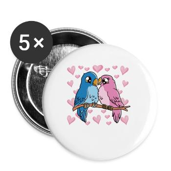 Valentine's Day Couple Bird Hearts Birds - Buttons large 2.2''/56 mm (5-pack) - white - Front