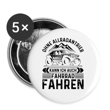Geländewagen Matsch Allrad Reisefahrzeug Offroad - Buttons groß 56 mm (5er Pack) - Weiß - Vorne