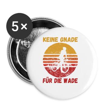 Keine Gnade für die Wade Rennradfahrer Rennrad - Buttons groß 56 mm (5er Pack) - Weiß - Vorne