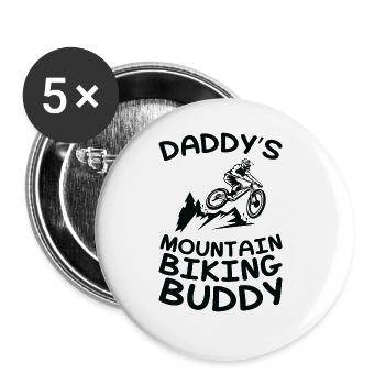 Daddy's Mountainbike Buddy - Biker - Buttons groß 56 mm (5er Pack) - Weiß - Vorne