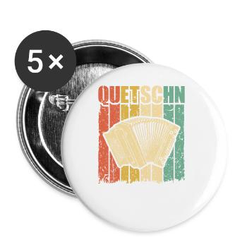 Retro Quetschn, Vintage Steirische Harmonika - Buttons groß 56 mm (5er Pack) - Weiß - Vorne
