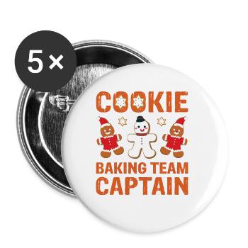 Cookie Baking Team Captain - Christmas Baking - Buttons large 2.2''/56 mm (5-pack) - white - Front