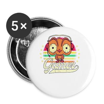 Vintage Gaming Videospiele Zocker Retro Zocken - Buttons groß 56 mm (5er Pack) - Weiß - Vorne