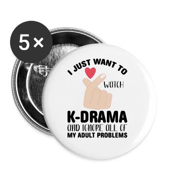 K-Drama Kdrama Corée Séoul Ramen Hallyu - Lot de 5 grands badges (56 mm) - blanc - Devant