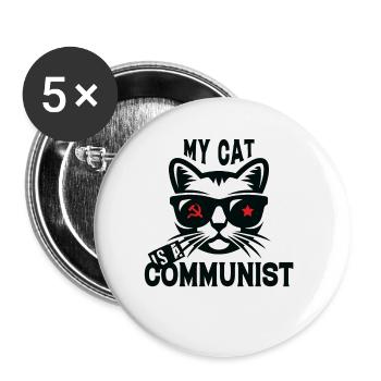 My cat is a communist - Buttons large 2.2''/56 mm (5-pack) - white - Front