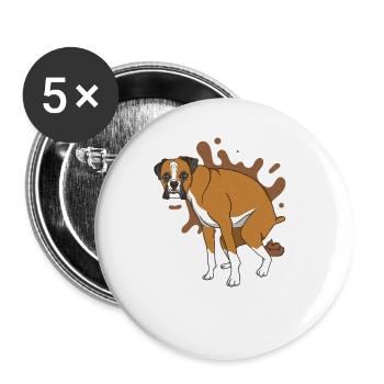 Caca de boxeur allemand pile de caca - Lot de 5 grands badges (56 mm) - blanc - Devant