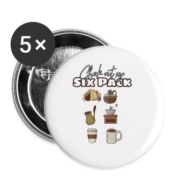Kaffee - Buttons groß 56 mm (5er Pack) - Weiß - Vorne