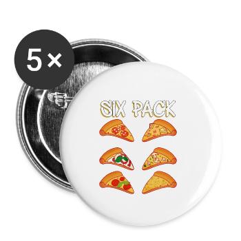 Pizza - Buttons groß 56 mm (5er Pack) - Weiß - Vorne