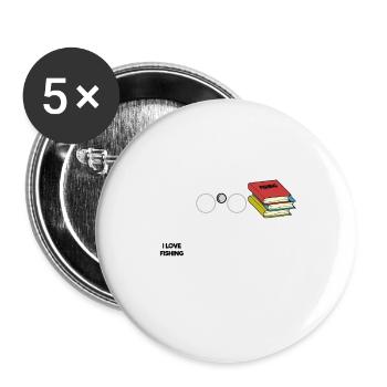 Pêche - Lot de 5 grands badges (56 mm) - blanc - Devant