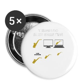 Saxophone - Buttons large 2.2''/56 mm (5-pack) - white - Front